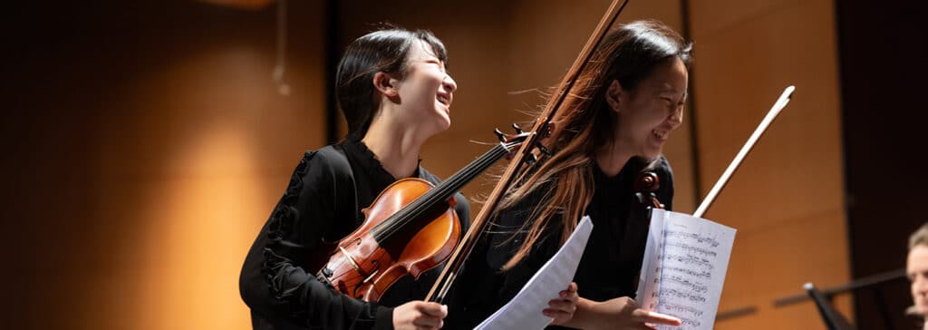 violin player in orchestra