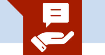 an icon with a speech bubble above an open palm