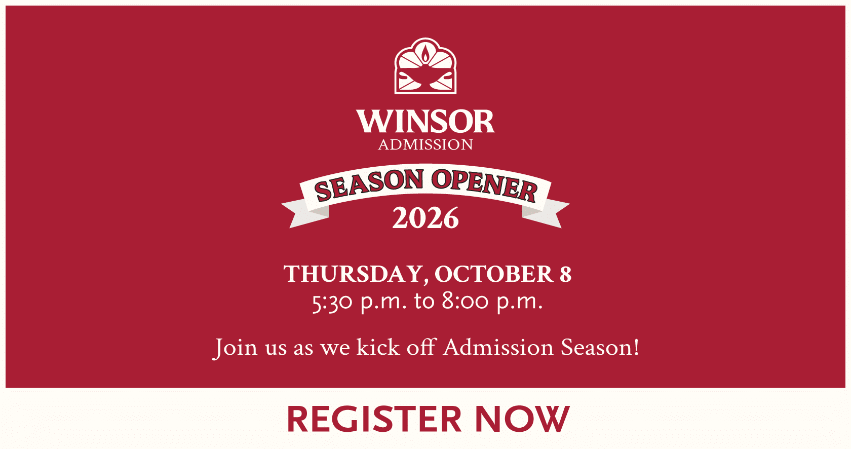 Registration popup for Winsor Admission Season Opener