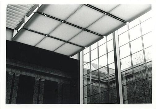 Black and white photo of architecture